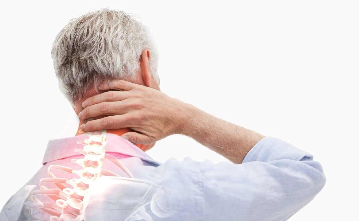 Hals Schmerz bei engem Mann mat Osteochondrose